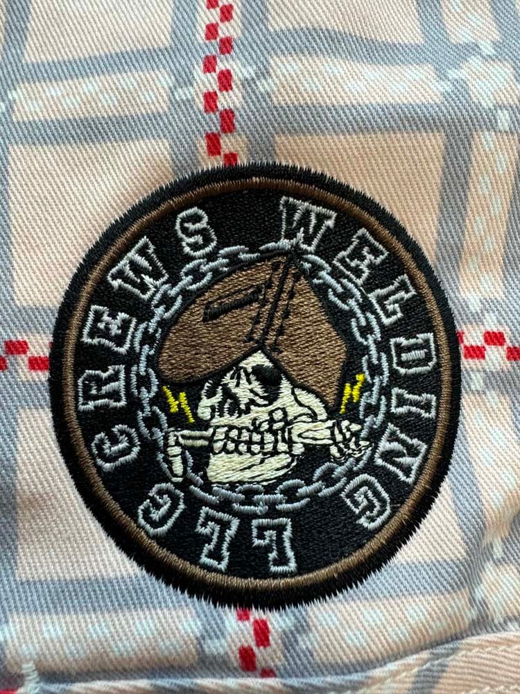 Closeup of professional custom embroidery stitching